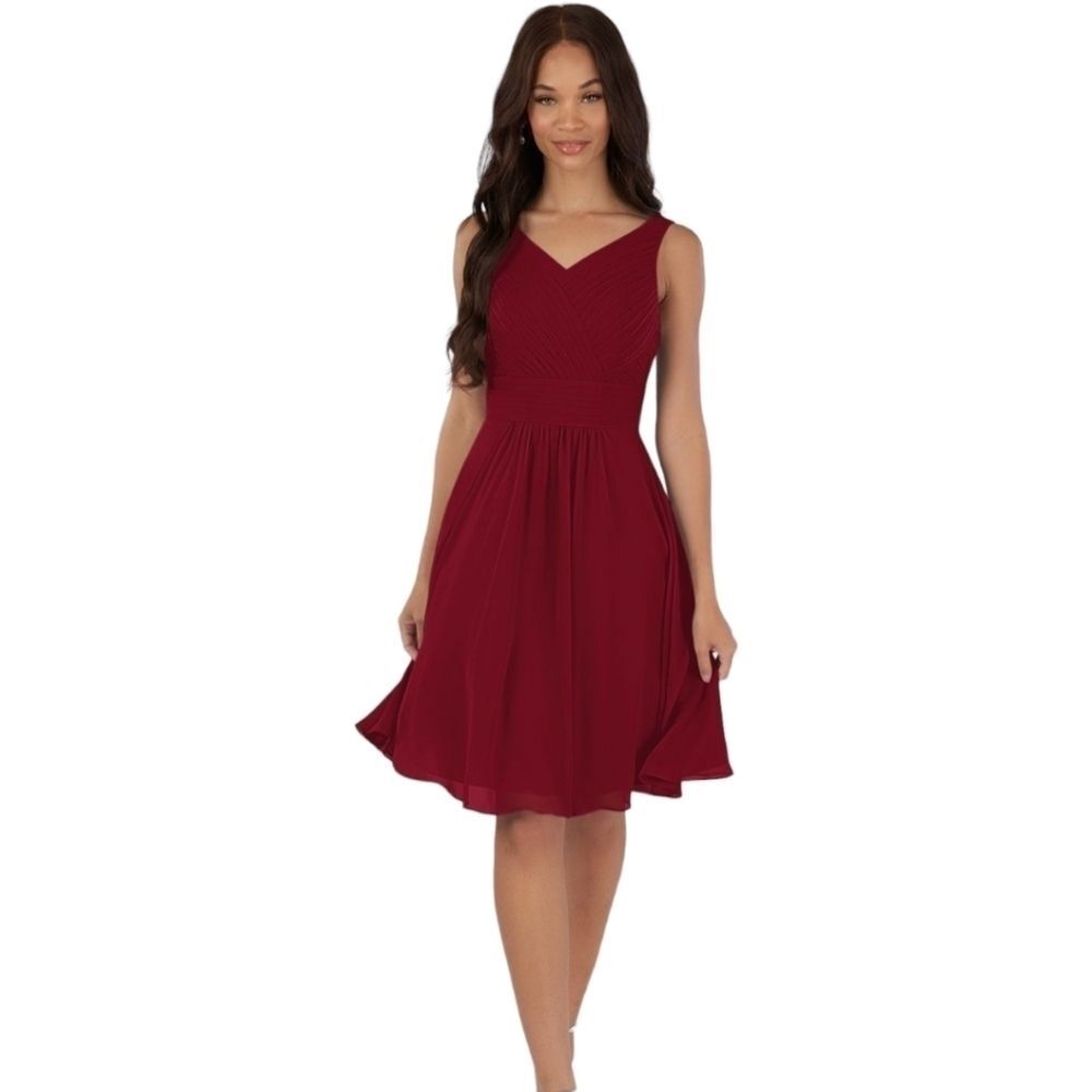 Azazie Grace Burgundy knee length formal bridesmaid dress size 14
